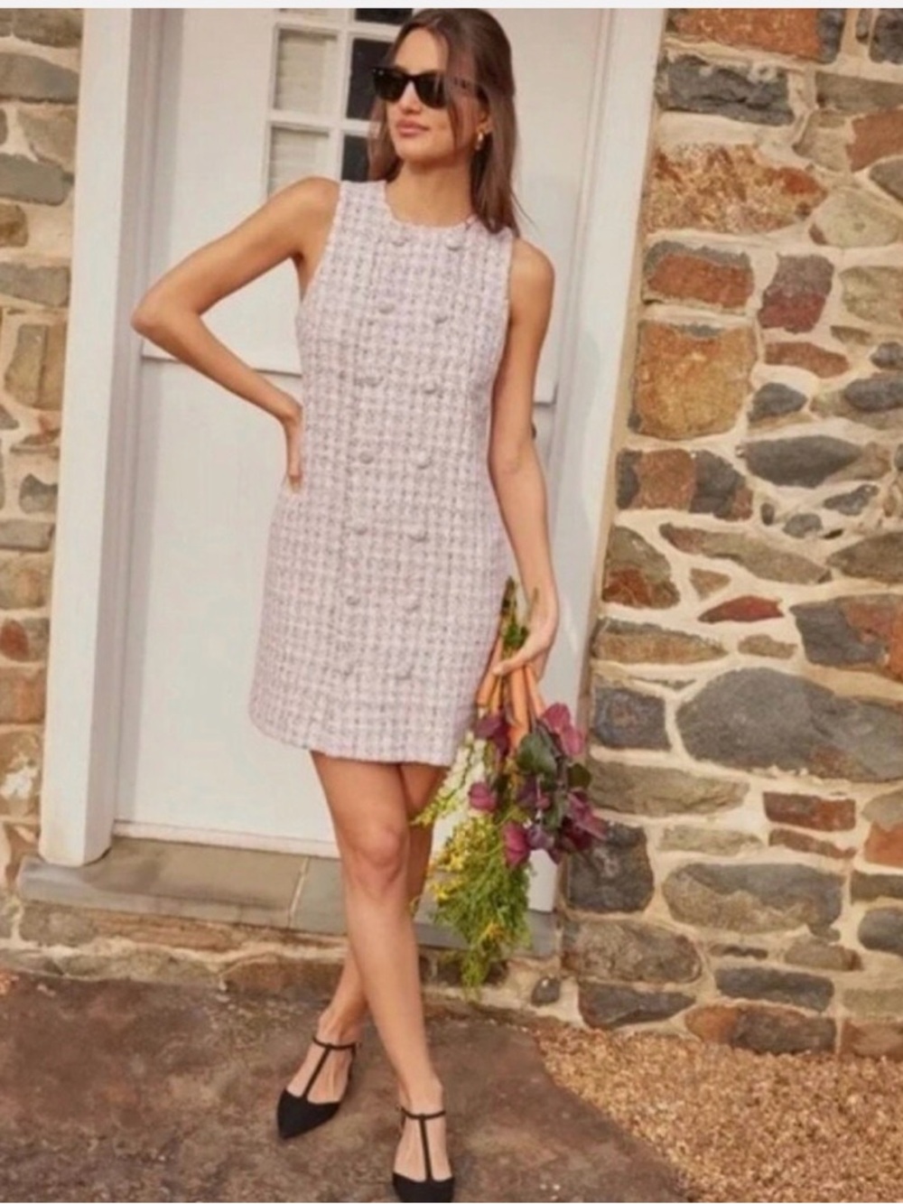 TUCKERNUCK Pomander Place Ethereal Pink Tweed Bianca Dress NWT